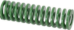 Dayton Lamina - 1-1/2" Hole Diam, 3/4" Rod Diam, 5" Free Length, Green Die Spring - 21.6 Lb Max Deflection, 2" Max Deflection, Light Duty, Chromium Vanadium Steel - Exact Tool & Supply