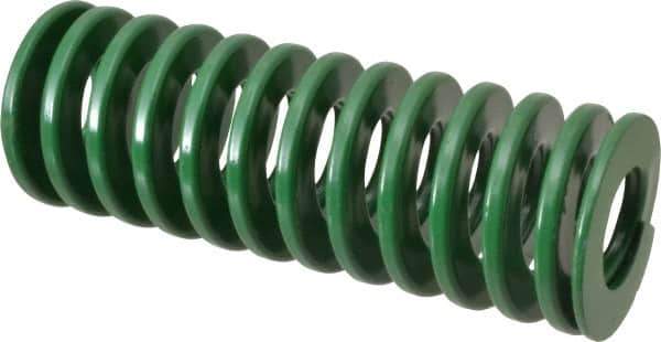 Dayton Lamina - 2" Hole Diam, 1" Rod Diam, 5-1/2" Free Length, Green Die Spring - 36 Lb Max Deflection, 2.2" Max Deflection, Light Duty, Chromium Vanadium Steel - Exact Tool & Supply