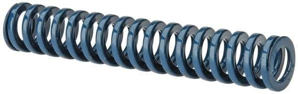 Dayton Lamina - 5/8" Hole Diam, 11/32" Rod Diam, 3-1/2" Free Length, Blue Die Spring - 8.7 Lb Max Deflection, 1.31" Max Deflection, Medium Duty, Chromium Vanadium Steel - Exact Tool & Supply