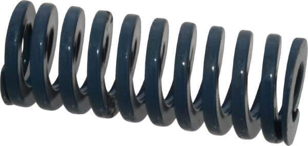 Dayton Lamina - 1" Hole Diam, 1/2" Rod Diam, 2-1/2" Free Length, Blue Die Spring - 31.4 Lb Max Deflection, 0.94" Max Deflection, Medium Duty, Chromium Vanadium Steel - Exact Tool & Supply