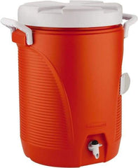 Rubbermaid - 5 Gal Beverage Cooler - Plastic, Orange/White - Exact Tool & Supply