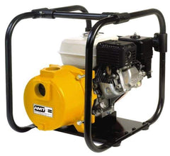American Machine & Tool - 5.5 HP, 3,600 RPM, 2 Port Size, 1 Solids Handling, Honda OHV, Self Priming Engine Pump - Cast Iron, 3.8 Quart Tank Size, Buna-N and Silicon Carbide Shaft Seal, Stainless Steel Shaft Sleeve - Exact Tool & Supply