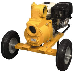 American Machine & Tool - 13.0 HP, 3,600 RPM, 4 Port Size, 2 Solids Handling, Honda OHV, Self Priming Engine Pump - Aluminum, 6.9 Quart Tank Size, Buna-N and Silicon Carbide Shaft Seal, Stainless Steel Shaft Sleeve - Exact Tool & Supply