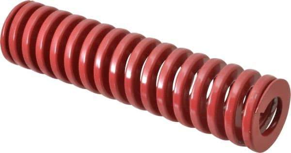 Dayton Lamina - 2" Hole Diam, 1" Rod Diam, 8" Free Length, Red Die Spring - 65.3 Lb Max Deflection, 2.4" Max Deflection, Heavy Duty, Chromium Vanadium Steel - Exact Tool & Supply