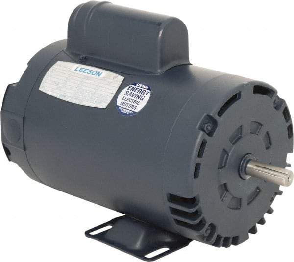 Leeson - 3 Max hp, 3,600 Max RPM, Electric AC DC Motor - 230 V Input, Single Phase, 56Y Frame, 5/8" Shaft Diam, Rigid Base Mount, ODP Enclosure - Exact Tool & Supply