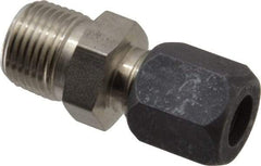 Made in USA - 3/8" OD, Grade 316Stainless Steel Male Connector - -75 to 750°F, 3/4" Hex, Comp x MPT Ends - Exact Tool & Supply