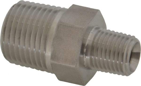 Made in USA - 1-1/2" Grade 316 Stainless Steel Pipe Hex Nipple - MNPT End Connections, 3,600 psi - Exact Tool & Supply