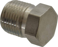 Made in USA - 1-1/2" Grade 316 Stainless Steel Pipe Hex Head Plug - MNPT End Connections, 3,600 psi - Exact Tool & Supply