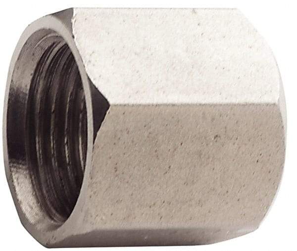 Made in USA - 2" Tube OD, 37° Stainless Steel Flared Tube Nut - 2-1/2-12 UNF, Flare Ends - Exact Tool & Supply