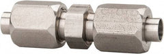 Made in USA - 1" Tube OD, 37° Stainless Steel Flared Tube Union - 1-5/16-12 UNF, Flare x Flare Ends - Exact Tool & Supply