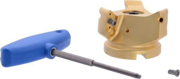 Iscar - 3 Inserts, 3" Cut Diam, 1" Arbor Diam, 0.807" Max Depth of Cut, Indexable Square-Shoulder Face Mill - 0/90° Lead Angle, 2" High, HM90 APCR 2206.. Insert Compatibility, Through Coolant, Series Helialu - Exact Tool & Supply