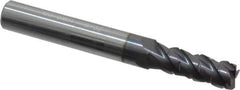 ProMax - 9/32" Diam, 3/4" LOC, 4 Flute Solid Carbide Roughing & Finishing Corner Radius End Mill - AlTiN Finish, 2-1/2" OAL, 5/16" Shank Diam, Straight Shank, 40° Helix, Centercutting, Regular Length - Exact Tool & Supply