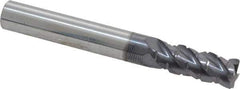 ProMax - 5/16" Diam, 3/4" LOC, 4 Flute Solid Carbide Roughing & Finishing Corner Radius End Mill - AlTiN Finish, 2-1/2" OAL, 5/16" Shank Diam, Straight Shank, 40° Helix, Centercutting, Regular Length - Exact Tool & Supply