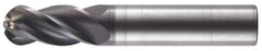RobbJack - 12mm Diam, 25mm LOC, 4 Flute Solid Carbide Ball End Mill - AlTiN Finish, Single End, 83mm OAL, 12mm Shank Diam, Spiral Flute - Exact Tool & Supply