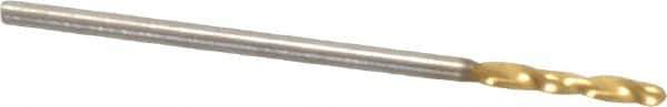 Guhring - 3/64" 130° Parabolic Flute Cobalt Screw Machine Drill Bit - TiN Finish, Right Hand Cut, 7mm Flute Length, 28mm OAL, Standard Point, Straight Shank - Exact Tool & Supply