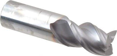 Niagara Cutter - 3/4", 1" LOC, 3/4" Shank Diam, 3" OAL, 3 Flute, Solid Carbide Square End Mill - Single End, TiCN Finish, Spiral Flute, 45° Helix, Centercutting, Right Hand Cut, Right Hand Flute, Series A345 - Exact Tool & Supply
