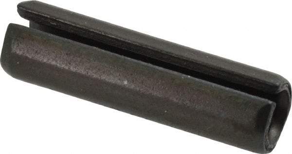Made in USA - 3/8" Diam x 1-3/8" Long Slotted Spring Pin - Grade 1070-1090 Alloy Steel, Black Oxide Finish - Exact Tool & Supply