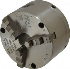Buck Chuck Company - 3 Jaws, 4" Diam, Self Centering Manual Lathe Chuck - Front Mount, Adjustable, 6,300 Max RPM, 1.04" Through Hole Diam, Forged Steel - Exact Tool & Supply