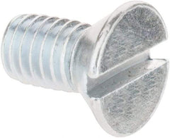 Import - #10-32 UNF, 3/8" OAL Slotted Drive Machine Screw - Flat Head, Grade 2 Steel, Zinc-Plated Finish, Without Washer - Exact Tool & Supply