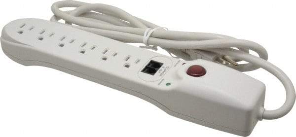 Hubbell Wiring Device-Kellems - 6 Outlets, 125 Volts, 15 Amps, 6' Cord, Power Outlet Strip - Free Hanging Mount, 5-15R NEMA Configuration - Exact Tool & Supply