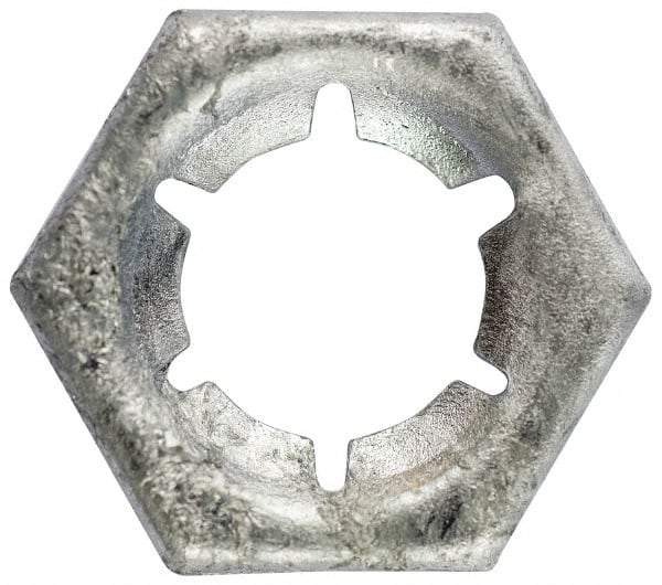 Made in USA - 1-8 Screw Size, Hex Speed Nut - Spring Steel, Hot Dipped Galvanized Finish, For Threaded Fasteners - Exact Tool & Supply