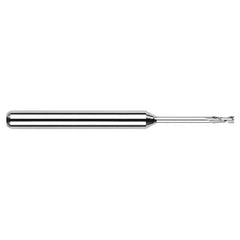 Miniature End Mills - Long Reach, Standard Flute - 0.0400″ Cutter Diameter × 0.1200″ Length of Cut × 0.4800″ Reach Carbide Square End Mill, 2 Flutes - Exact Tool & Supply