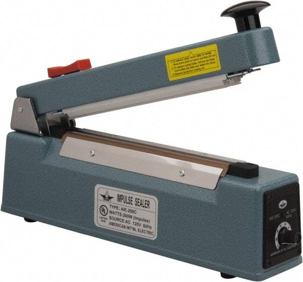 Value Collection - 8" Max Seal, 6 mil Thick, Table Top Thermal Impulse Sealer with Cutter - 260 Watts - Exact Tool & Supply