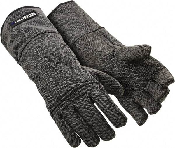 HexArmor - Size L (9), ANSI Cut Lvl A9, Puncture Lvl 3, Silicone Rubber Coated SuperFabric Cut Resistant Gloves - Palm Coated, Dyneema Lining, Gauntlet Cuff, Gray, Paired - Exact Tool & Supply