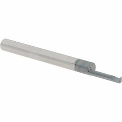Scientific Cutting Tools - 0.3" Cutting Depth, 36 to 72 TPI, 0.075" Diam, Internal Thread, Solid Carbide, Single Point Threading Bar - AlTiN+ Finish, 1-1/2" OAL, 1/8" Shank Diam, 0.02" Projection from Edge, 60° Profile Angle - Exact Tool & Supply