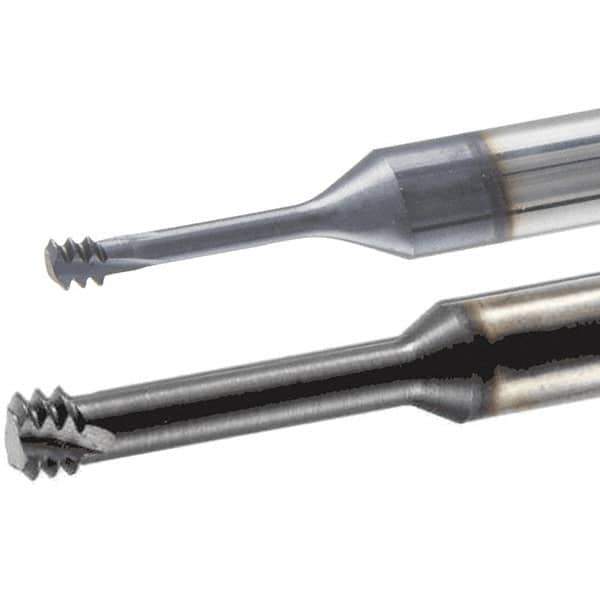 Iscar - 0.0602" Cutting Diam, 3 Flute, Solid Carbide Helical Flute Thread Mill - Internal Thread, 39mm OAL, 3mm Shank Diam - Exact Tool & Supply