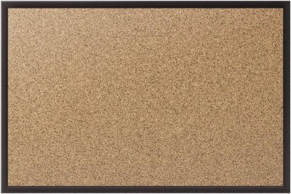 Quartet - 36" Wide x 24" High Open Cork Bulletin Board - Natural (Color) - Exact Tool & Supply