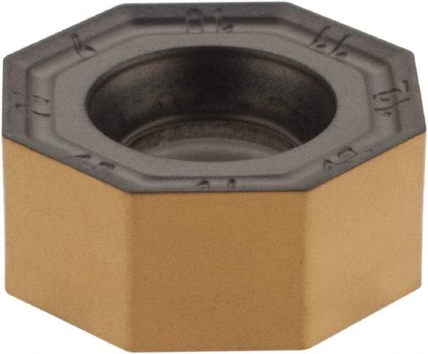 Iscar - ONMU050505 MM Grade IC830 Carbide Milling Insert - TiAlN/TiN Finish, 0.2047" Thick, 13mm Inscribed Circle, 0.5mm Corner Radius - Exact Tool & Supply