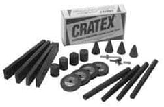 Cratex - 22 Piece Rubberized Abrasive Point Set - Includes 4 Blocks, 4 Cones, 2 Mandrels, 4 Sticks & 4 Wheels - Exact Tool & Supply