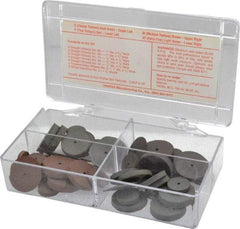Cratex - 38 Piece Rubberized Small Abrasive Wheel Set - Mounted on 1/8" Diam Shank, Mandrels Included - Exact Tool & Supply