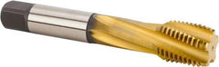 Kennametal - M30x3.50 Metric 5 Flute 6HX Modified Bottoming Spiral Flute Tap - Powdered Metal, TiN Finish, 180mm OAL, Right Hand Flute, Right Hand Thread, Series T650 - Exact Tool & Supply