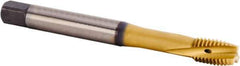 Kennametal - M8x1.25 Metric 3 Flute 6HX Plug Spiral Flute Tap - Powdered Metal, TiCN/TiN Finish, 90mm OAL, Left Hand Flute, Right Hand Thread, Series T621 - Exact Tool & Supply