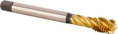 Kennametal - M14x1.50 Metric Fine 4 Flute 6HX Modified Bottoming Spiral Flute Tap - Powdered Metal, TiCN/TiN Finish, 100mm OAL, Right Hand Flute, Right Hand Thread, Series T630 - Exact Tool & Supply