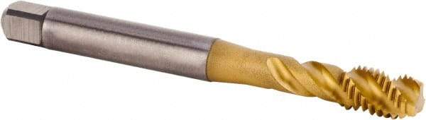 Kennametal - M8x1.25 Metric 3 Flute 6HX Modified Bottoming Spiral Flute Tap - Powdered Metal, TiCN/TiN Finish, 90mm OAL, Right Hand Flute, Right Hand Thread, Series T630 - Exact Tool & Supply