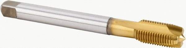 Kennametal - M16x1.50 Metric Fine, 4 Flute, TiN Finish, Powdered Metal Spiral Point Tap - Plug Chamfer, Right Hand Thread, 100mm OAL, 22mm Thread Length, 12mm Shank Diam, 6HX Class of Fit, Series T600 - Exact Tool & Supply