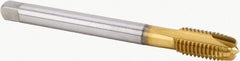 Kennametal - M18x2.00 Metric Fine, 4 Flute, TiN Finish, Powdered Metal Spiral Point Tap - Plug Chamfer, Right Hand Thread, 125mm OAL, 30mm Thread Length, 14mm Shank Diam, 6HX Class of Fit, Series T600 - Exact Tool & Supply