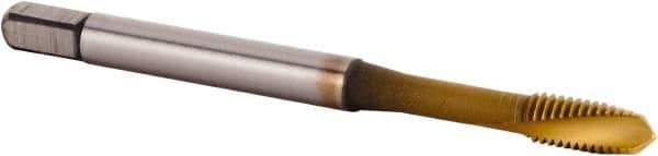 Kennametal - M4x0.70 Metric 2 Flute 6HX Plug Spiral Flute Tap - Powdered Metal, TiCN/TiN Finish, 53.85mm OAL, Left Hand Flute, Right Hand Thread, Series T620 - Exact Tool & Supply