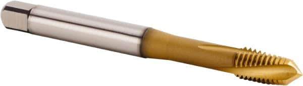 Kennametal - M6x1.00 Metric 3 Flute 6HX Plug Spiral Flute Tap - Powdered Metal, TiCN/TiN Finish, 80mm OAL, Left Hand Flute, Right Hand Thread, Series T620 - Exact Tool & Supply