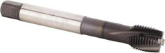 Kennametal - M12x1.50 Metric Fine 3 Flute 6HX Plug Spiral Flute Tap - Powdered Metal, TiN/CrC/C Finish, 100mm OAL, Left Hand Flute, Right Hand Thread, Series T621 - Exact Tool & Supply