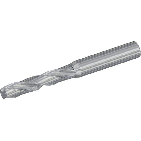 Kennametal - 9/16" 180° Spiral Flute Solid Carbide Screw Machine Drill Bit - Bright Finish, Right Hand Cut, 65mm Flute Length, 115mm OAL, Flat-Bottom Point, Straight Shank, Through Coolant - Exact Tool & Supply