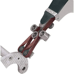 Dynabrade - 3/8" Wide Contact Wheel Assembly Arm - For Two-Edge Deburring, 34" Belt Length x 1/2" Belt Width, Round Radius, Rubber, 70" Contact Wheel Diam - Exact Tool & Supply