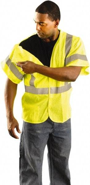 PRO-SAFE - Size XL/2XL High Visibility Yellow Mesh Breakaway Vest - 55" Chest, ANSI 107-2010, Hook & Loop Closure, 2 Pockets, Polyester - Exact Tool & Supply