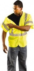 PRO-SAFE - Size XL/2XL High Visibility Yellow Mesh Breakaway Vest - 55" Chest, ANSI 107-2010, Hook & Loop Closure, 2 Pockets, Polyester - Exact Tool & Supply