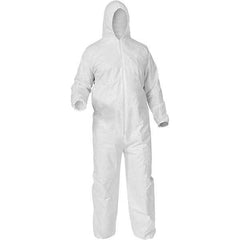 KleenGuard - Size 4XL Film Laminate General Purpose Coveralls - White, Zipper Closure, Elastic Cuffs, Elastic Ankles, Serged Seams - Exact Tool & Supply
