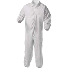 KleenGuard - Size 4XL Film Laminate General Purpose Coveralls - White, Zipper Closure, Elastic Cuffs, Elastic Ankles, Serged Seams - Exact Tool & Supply
