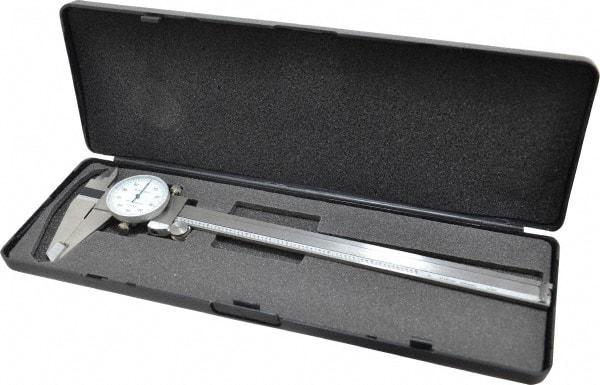 Value Collection - 0" to 8" Range, 0.001" Graduation, 0.1" per Revolution, Dial Caliper - White Face - Exact Tool & Supply